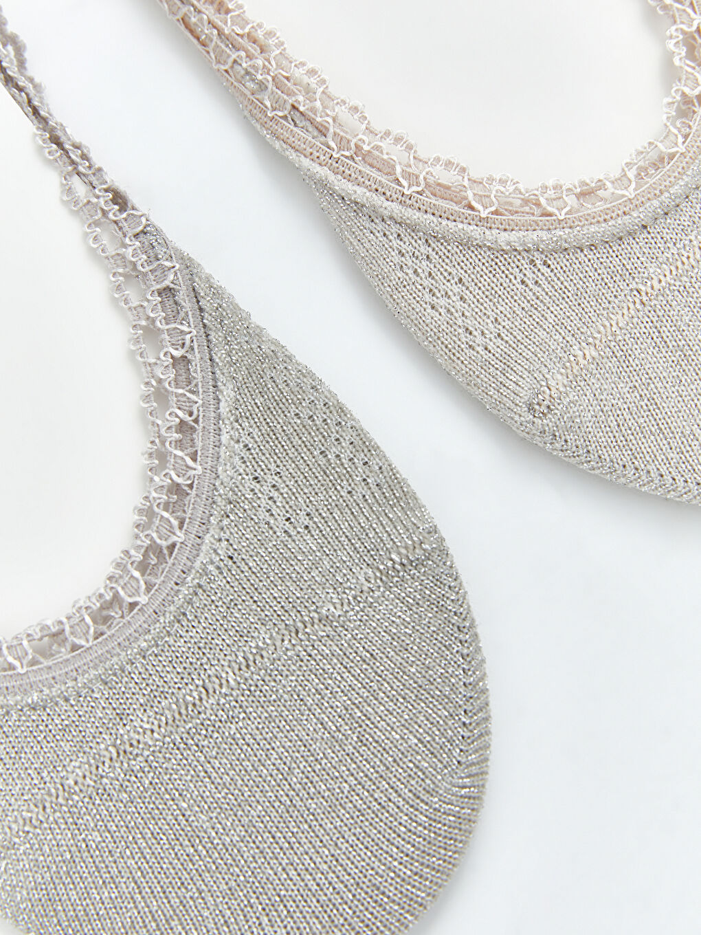 Pembe Dantel Detaylı Ajurlu Kadın Babet Çorap 2'li-1