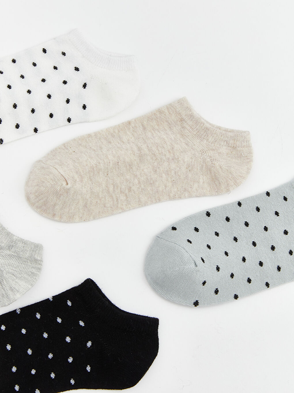 Ekru Desenli Kadın Patik Çorap 5'li-1