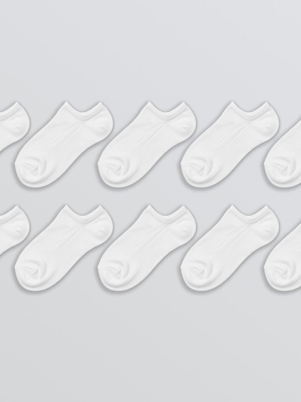 Beyaz Kadın Düz Patik Çorap 10'lu-1