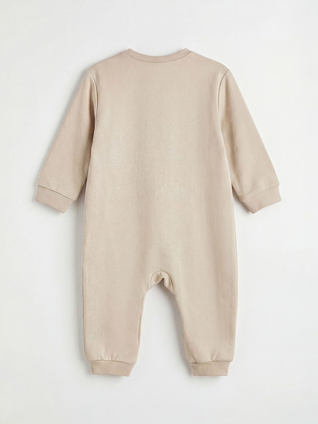 Bej Erkek Bebek Baskılı Uzun Kollu Tulum-1