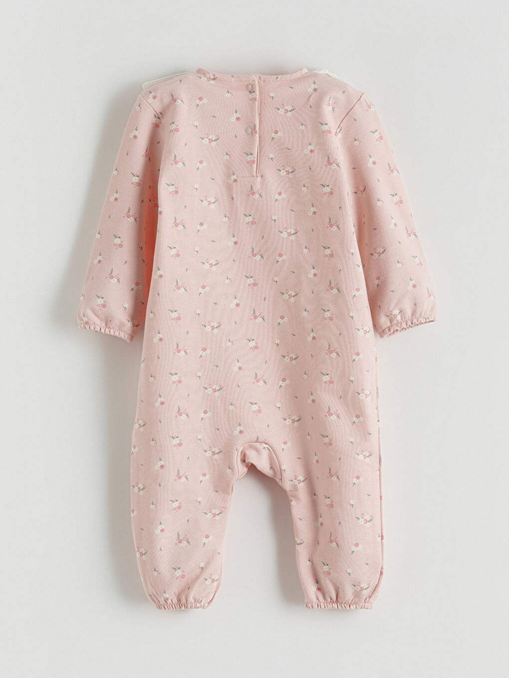 Pembe Bebe Yaka Çiçekli Kız Bebek Tulum-2