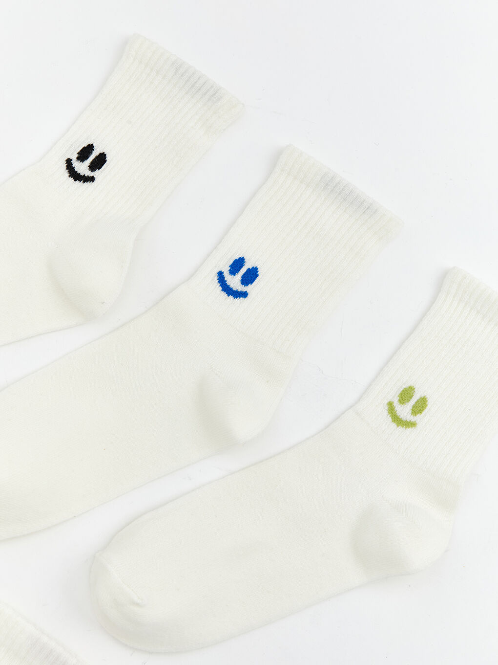 Ekru Baskılı Kadın Soket Çorap 5'li-1
