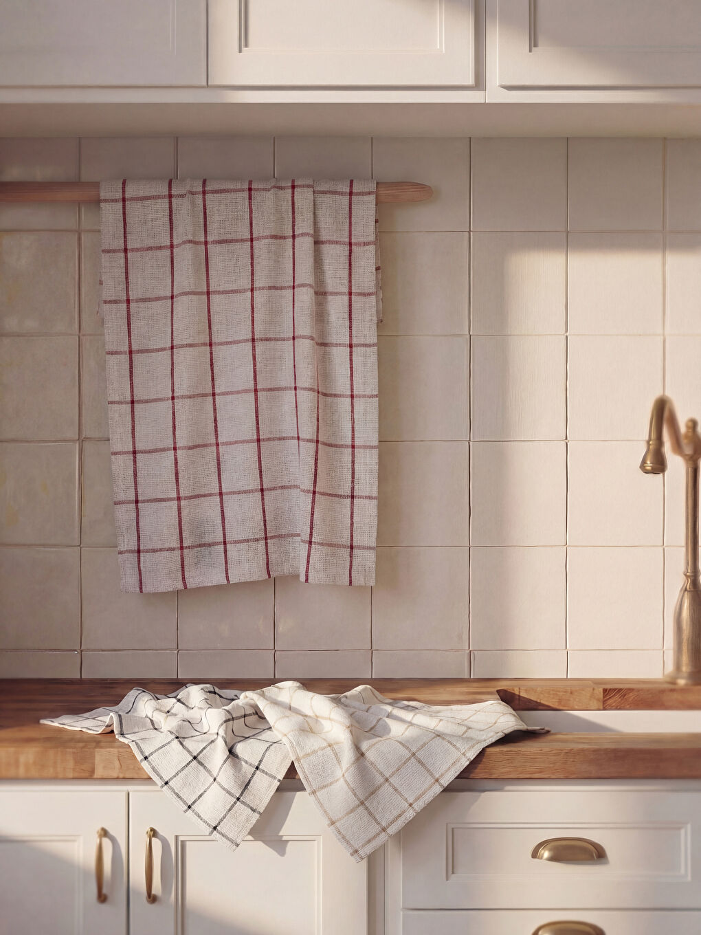 Ekose Desenli Kurulama Bezi 3'lü 40x50 cm