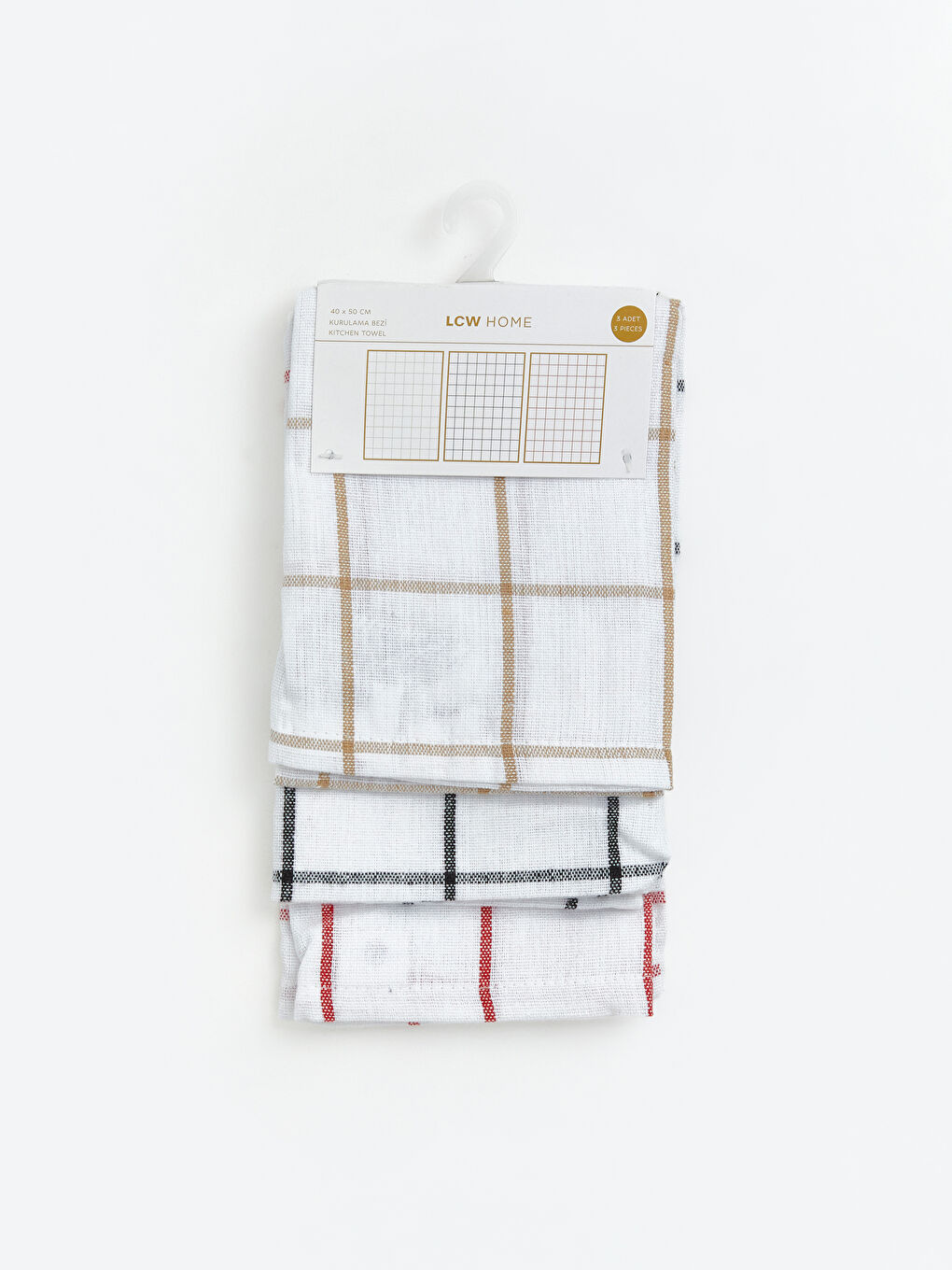 Ekose Desenli Kurulama Bezi 3'lü 40x50 cm-1