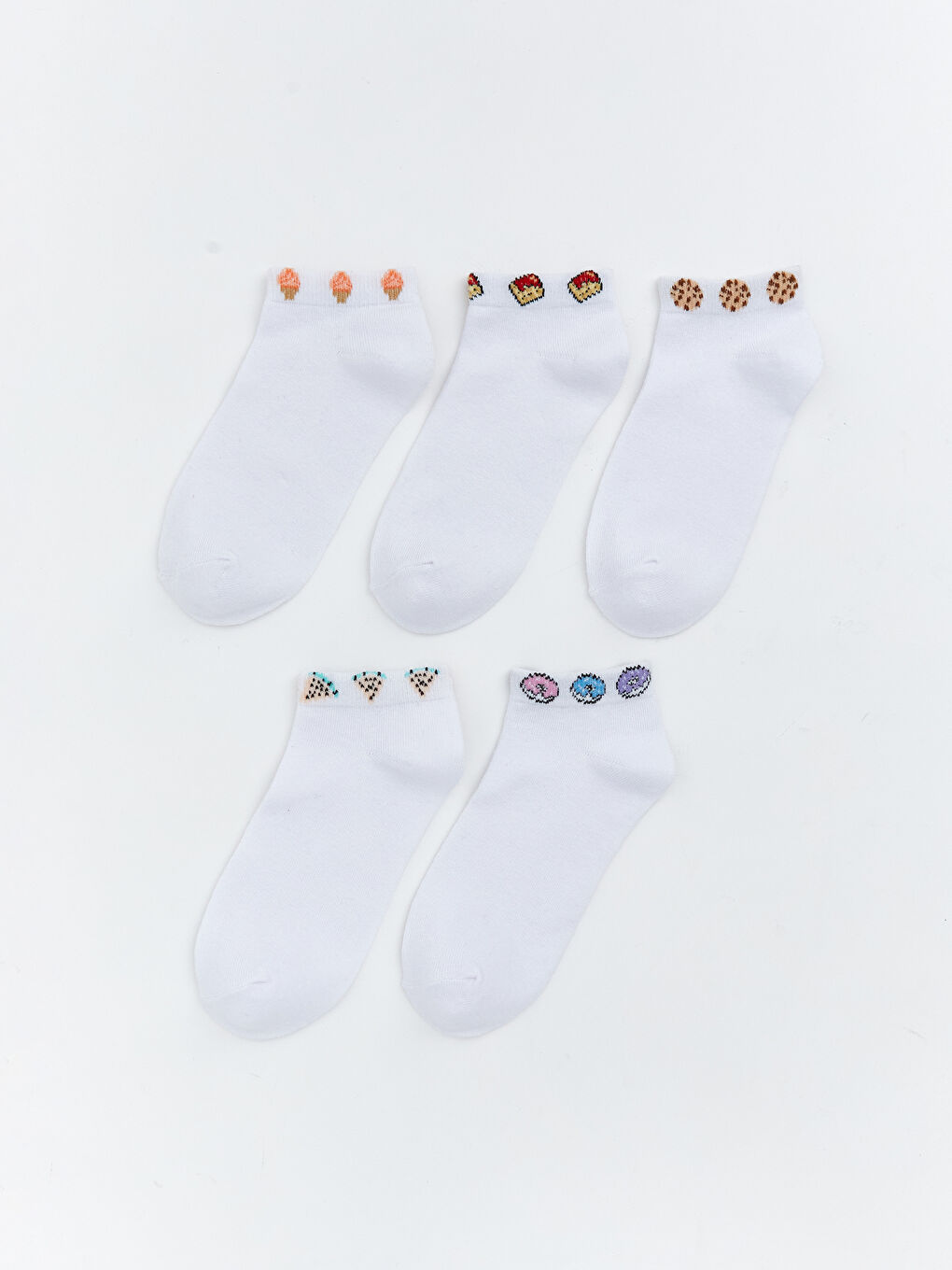 Женские узорчатые короткие носки - комплект из 5 штук