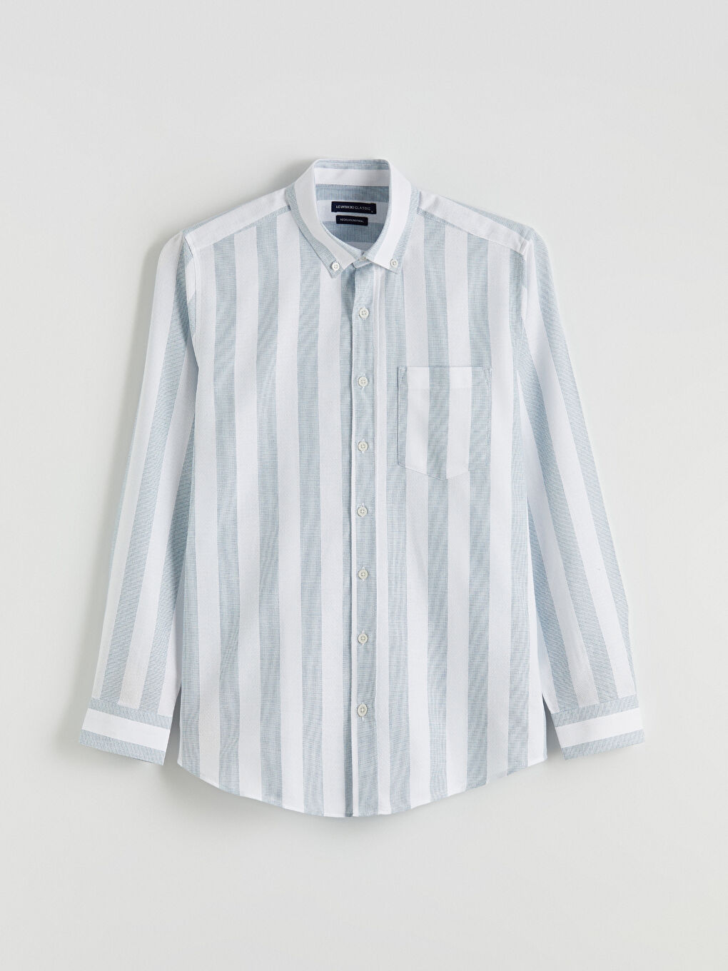 Mavi Regular Fit Çizgili Armürlü Erkek Gömlek-4