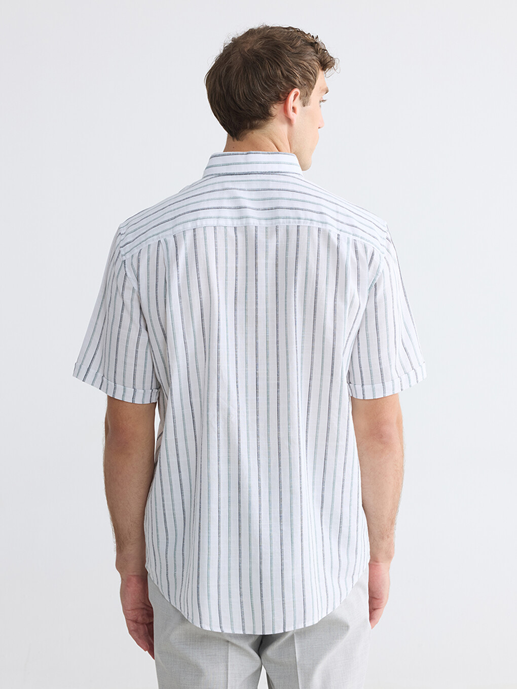 Κανονική Εφαρμογή Ριγέ Πουκάμισο για Άνδρες-5