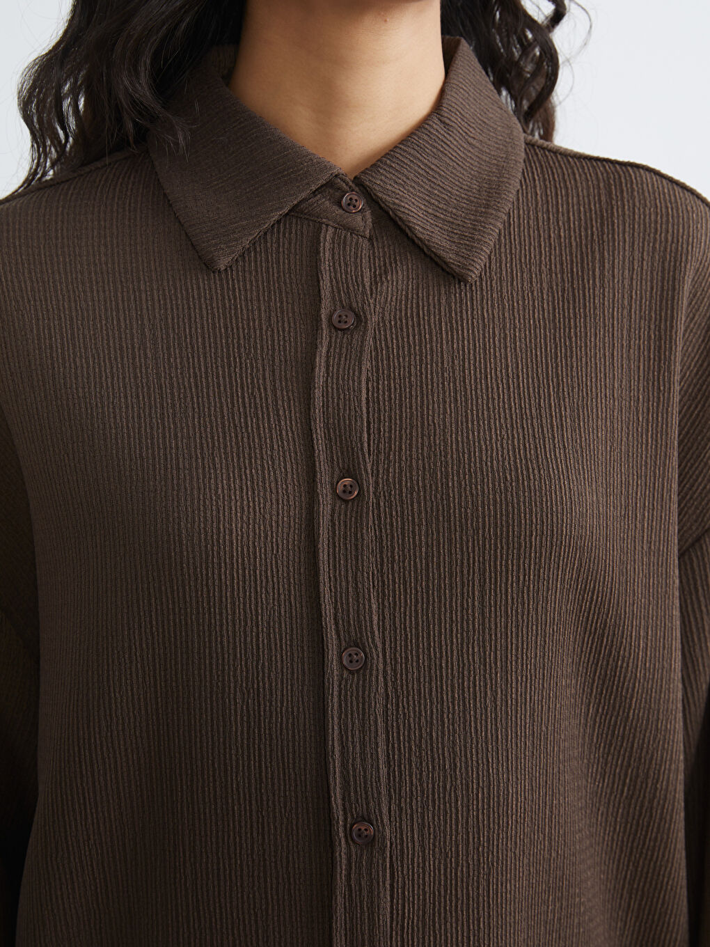 Textured Oversized Women's Shirt Tunic-2