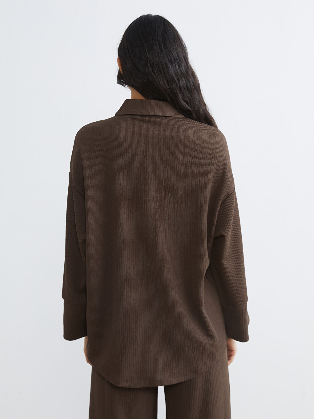 Textured Oversized Women's Shirt Tunic-3