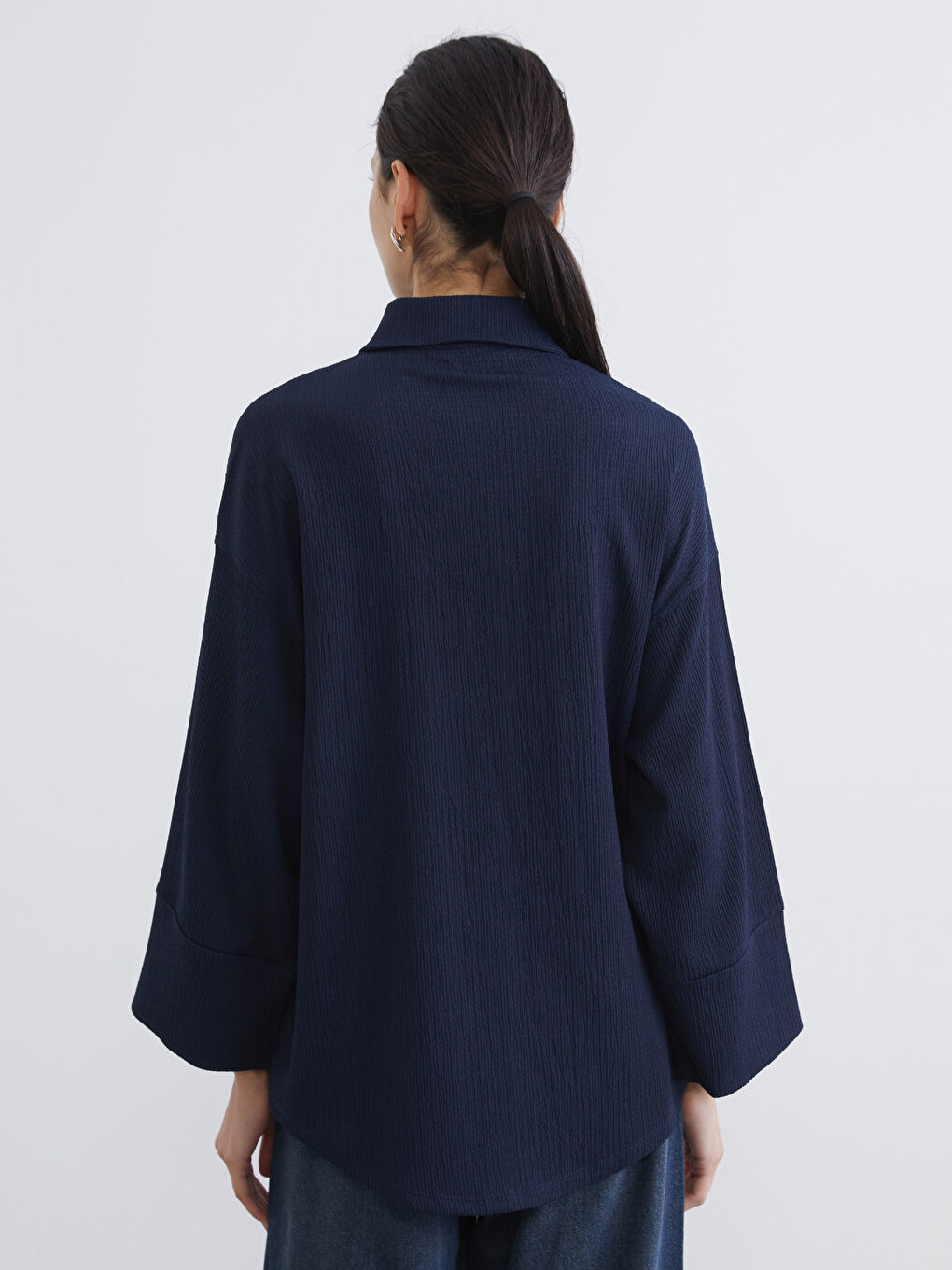 Textured Oversized Women's Shirt Tunic-3