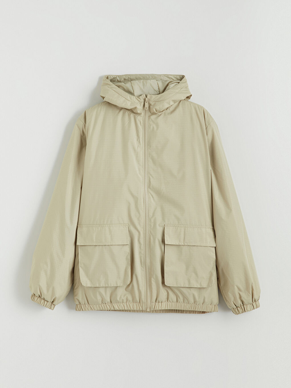 Haki Su İtici Kapüşonlu Erkek Çocuk Mont