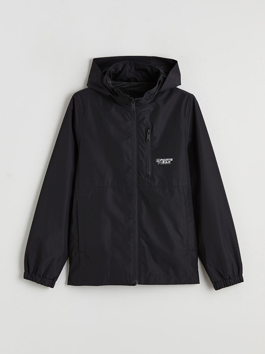 Siyah Su İtici Kapüşonlu Erkek Çocuk Mont