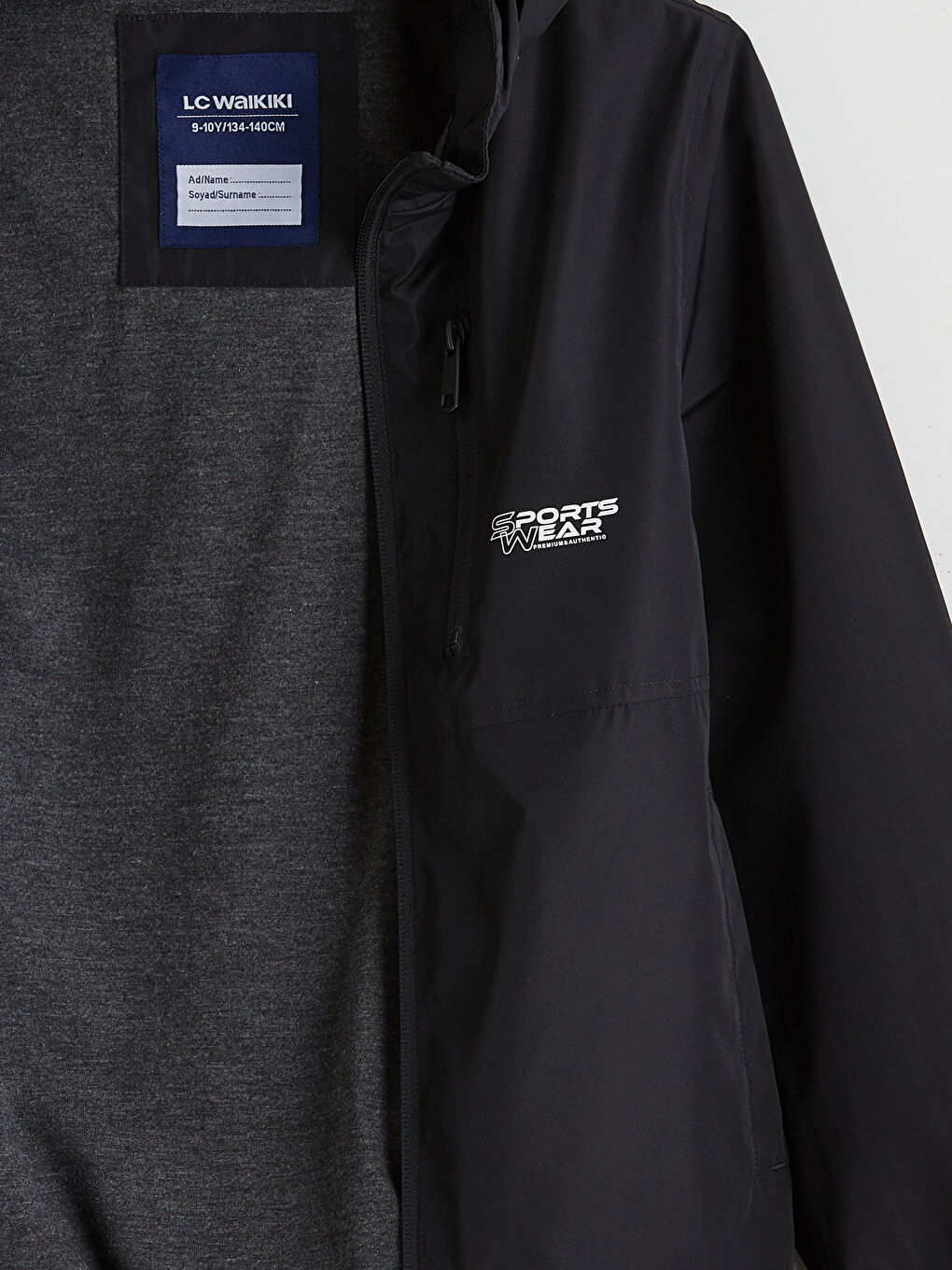 Siyah Su İtici Kapüşonlu Erkek Çocuk Mont-4