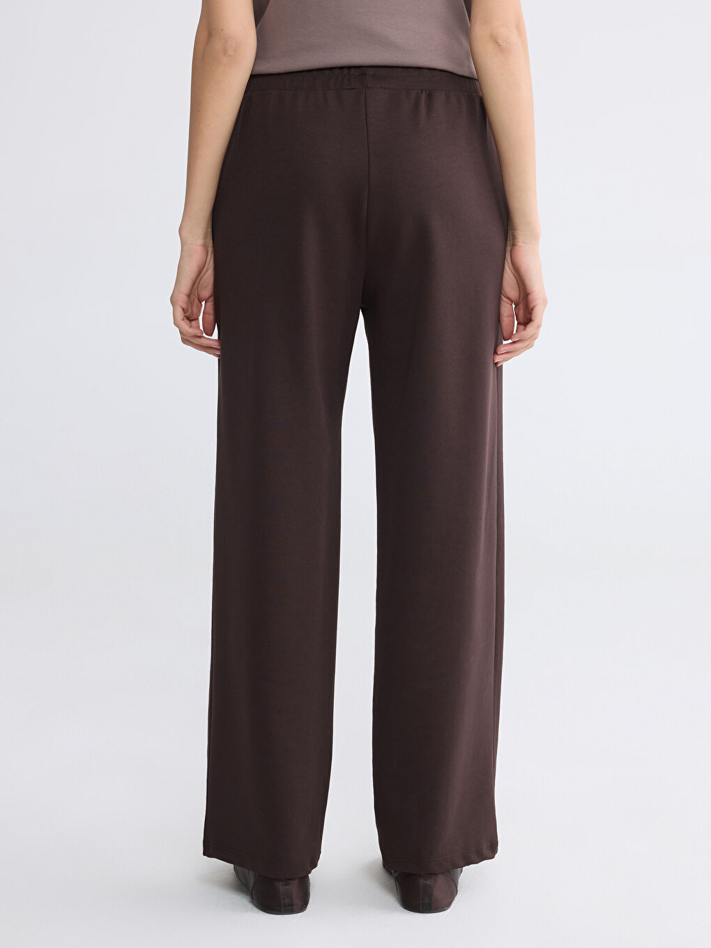 Kahverengi Beli Lastikli Soft Touch Kadın Eşofman Altı-3