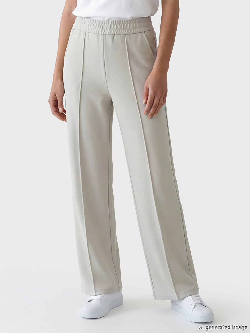 Gri Beli Lastikli Soft Touch Kadın Eşofman Altı	-1