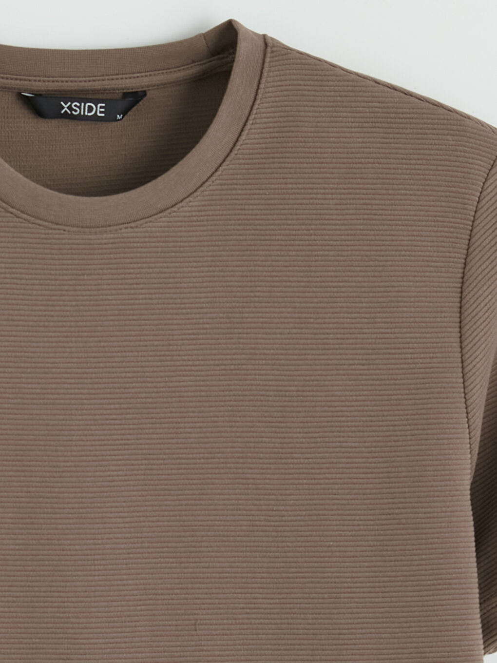 Kahverengi Bisiklet Yaka Erkek Tişört-1