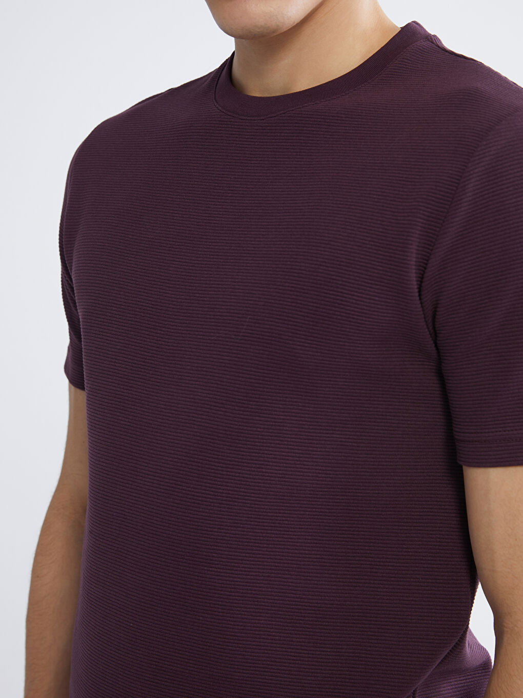 Mürdüm Bisiklet Yaka Erkek Tişört-2