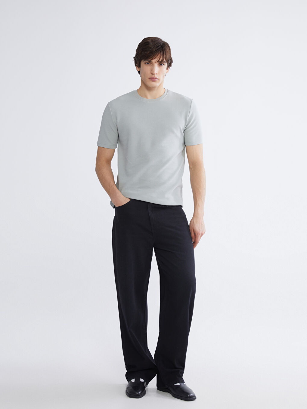 Haki Bisiklet Yaka Erkek Tişört-1