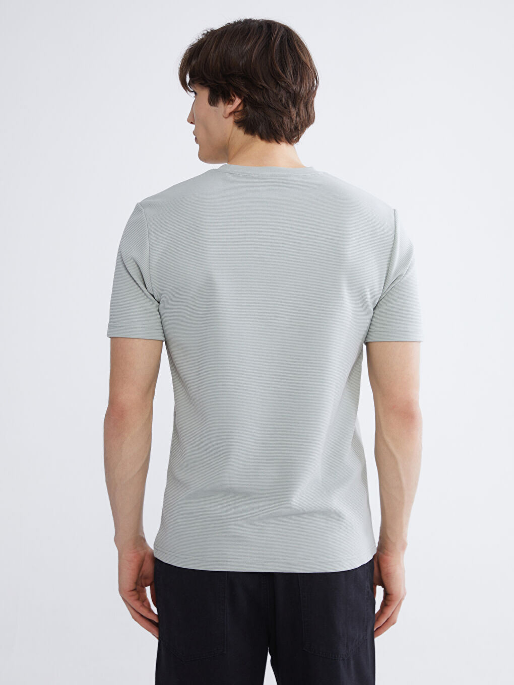 Haki Bisiklet Yaka Erkek Tişört-3