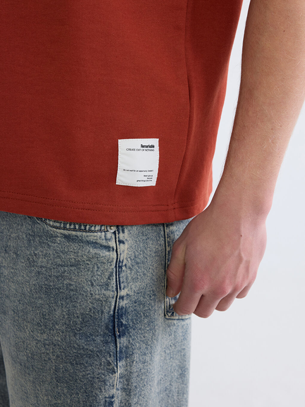 Kahverengi Bisiklet Yaka Kısa Kollu Erkek Sweatshirt-2