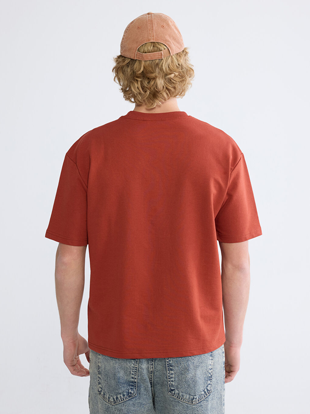 Kahverengi Bisiklet Yaka Kısa Kollu Erkek Sweatshirt-3