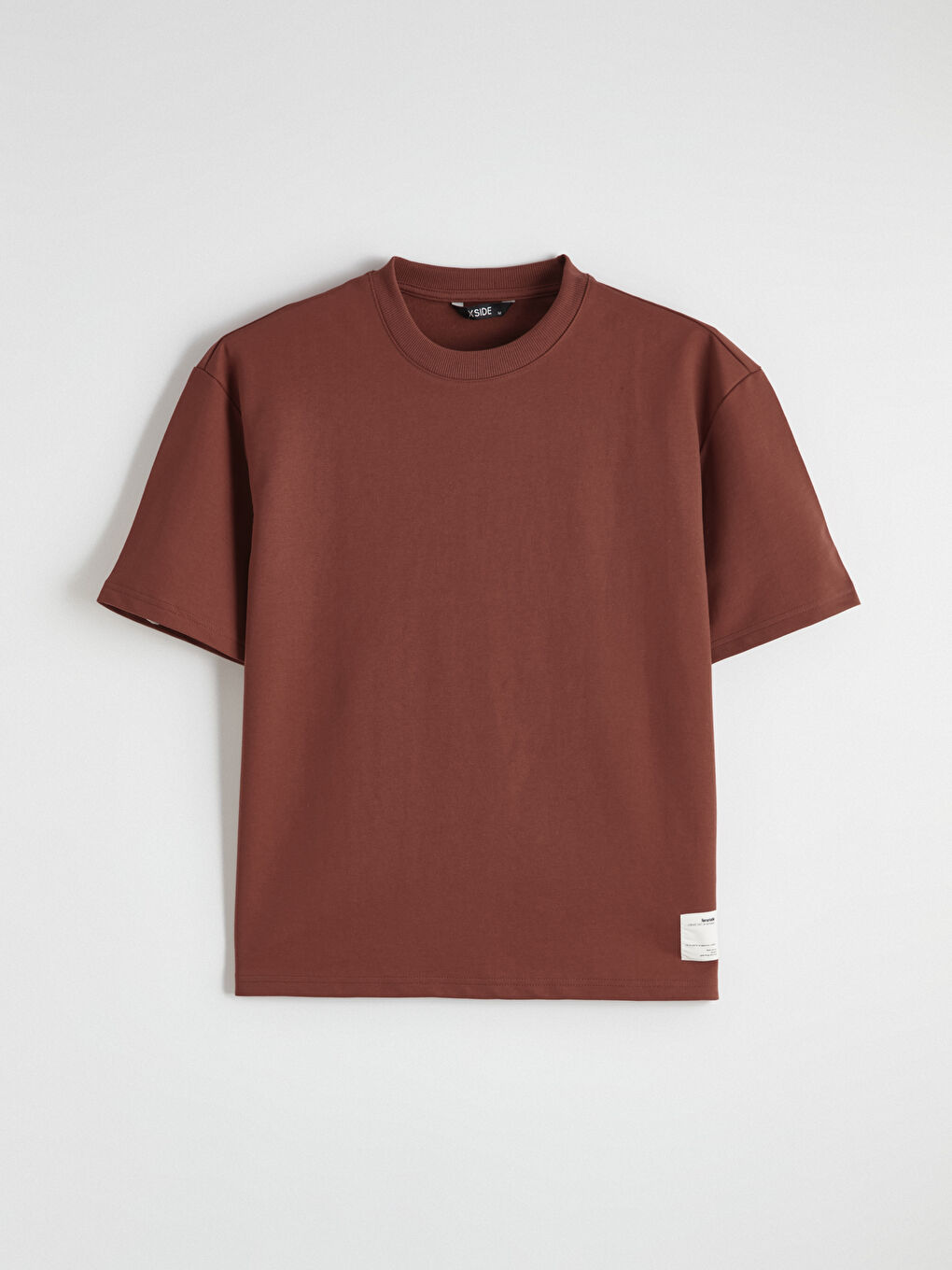 Kahverengi Bisiklet Yaka Kısa Kollu Erkek Sweatshirt-4