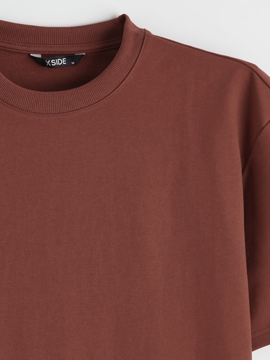 Kahverengi Bisiklet Yaka Kısa Kollu Erkek Sweatshirt-5