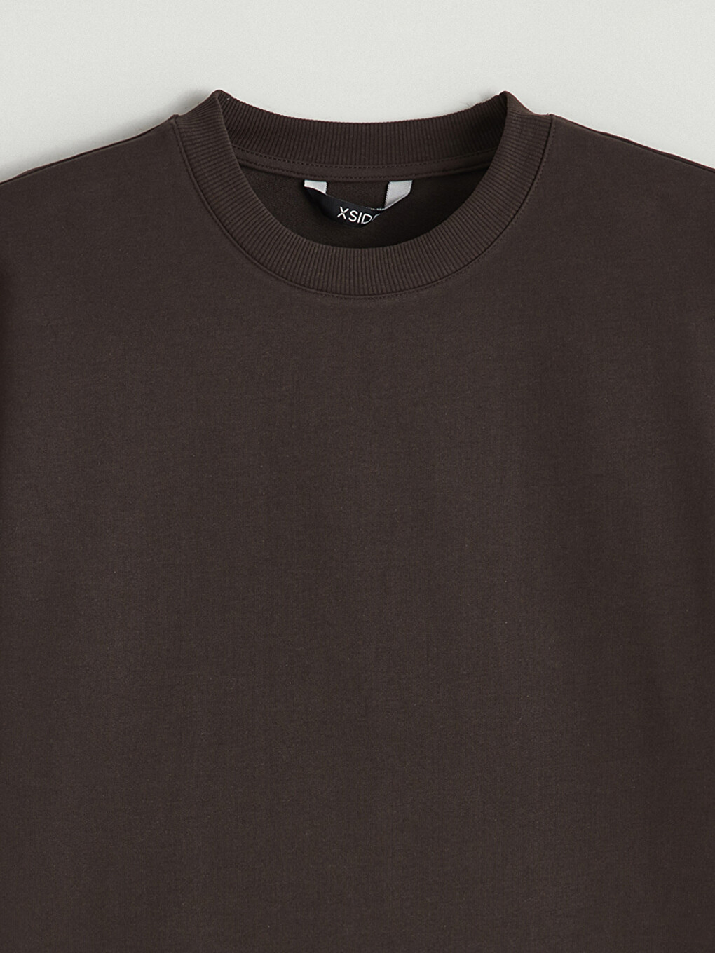 Kahverengi Bisiklet Yaka Kısa Kollu Erkek Sweatshirt-5