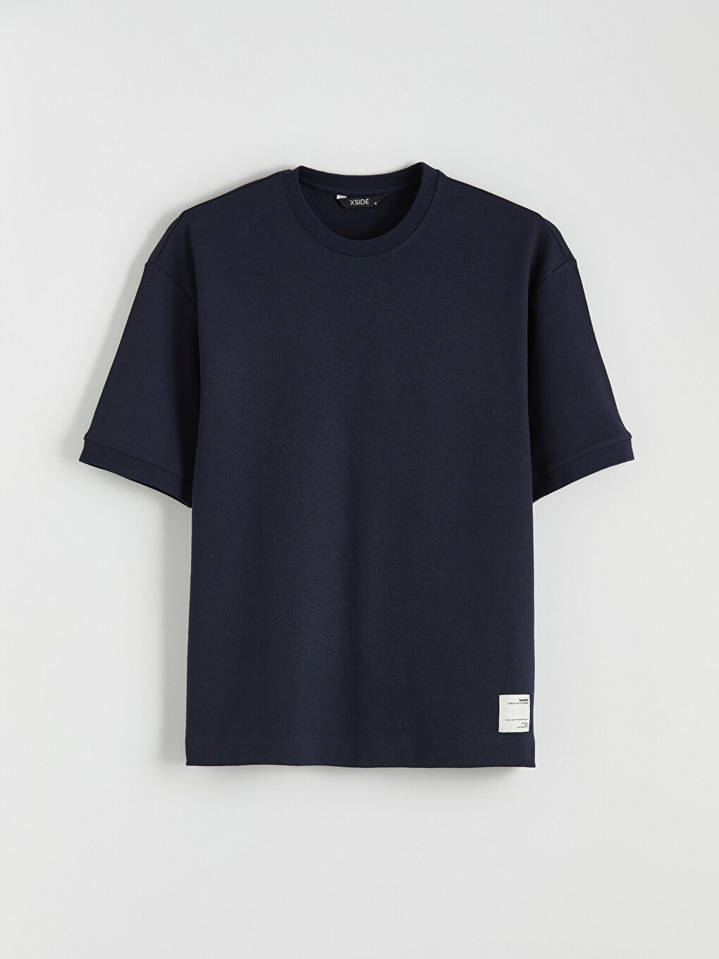 Lacivert Bisiklet Yaka Erkek Tişört-4