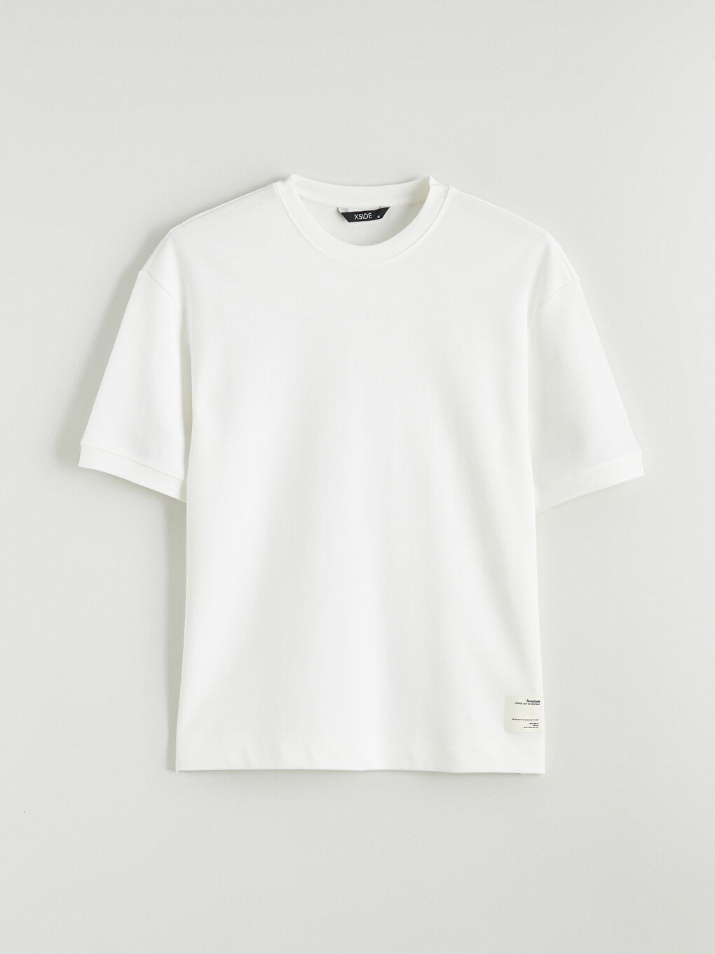 Ekru Bisiklet Yaka Erkek Tişört-4