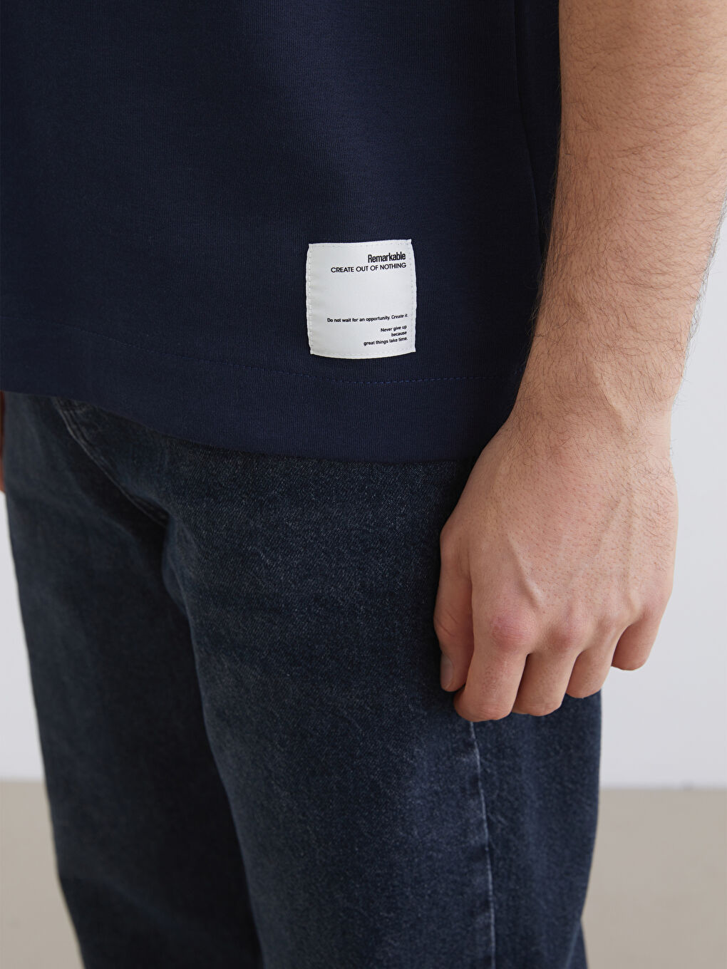 Lacivert Bisiklet Yaka Erkek Tişört-2