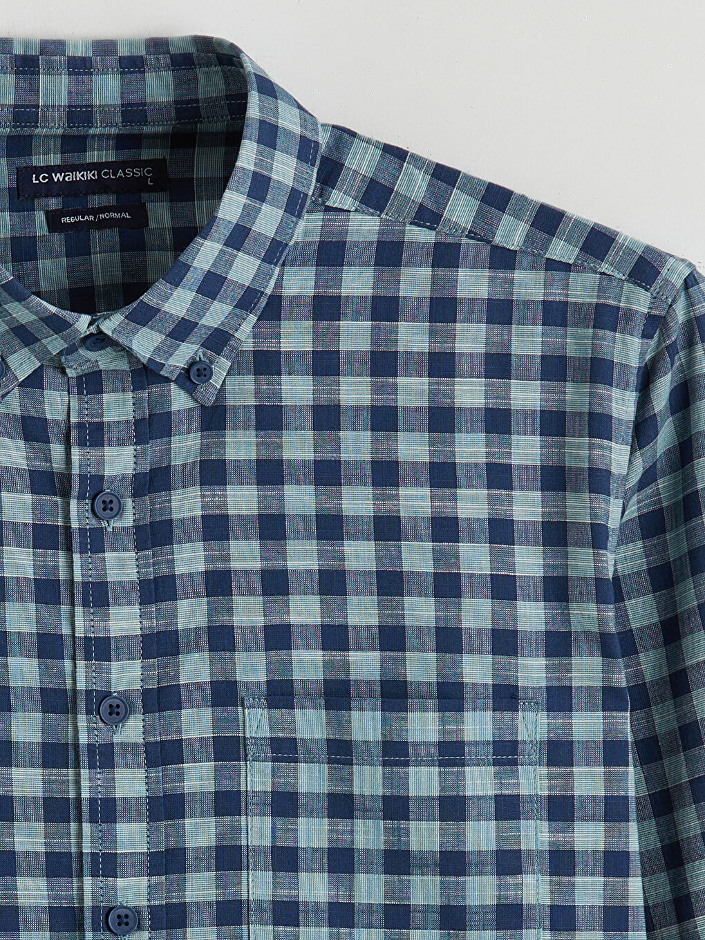 Κανονική Εφαρμογή Καρό Ποπλίνα Ανδρικό Πουκάμισο-5