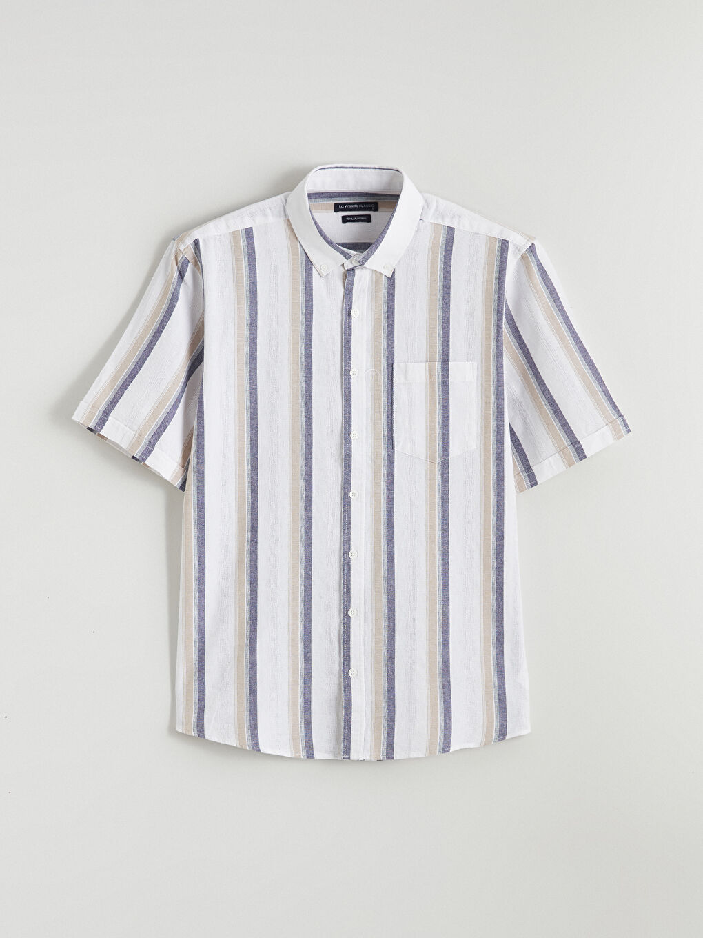 Regular Fit Striped Linen-Look Men's Shirt-4