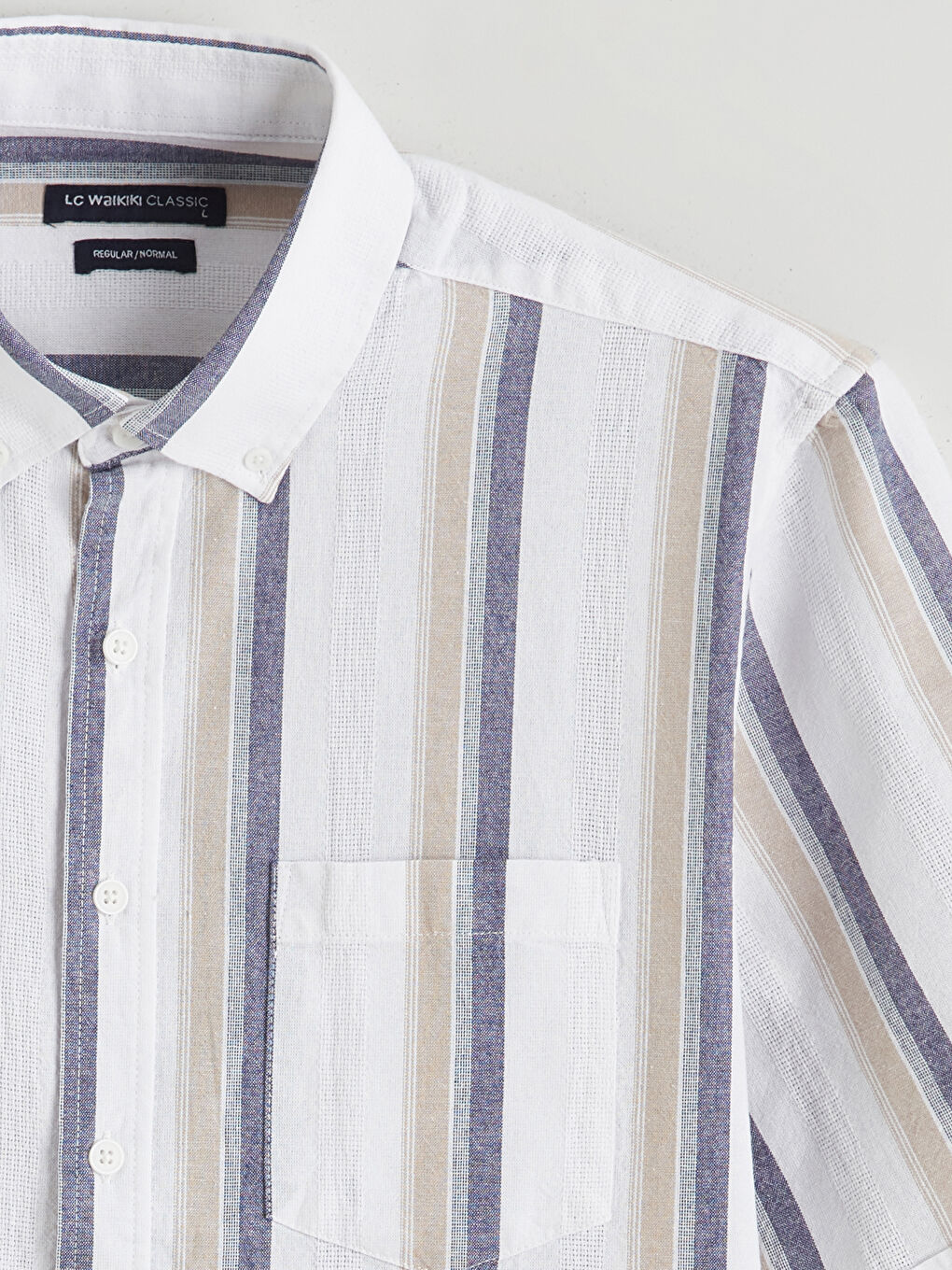 Regular Fit Striped Linen-Look Men's Shirt-5