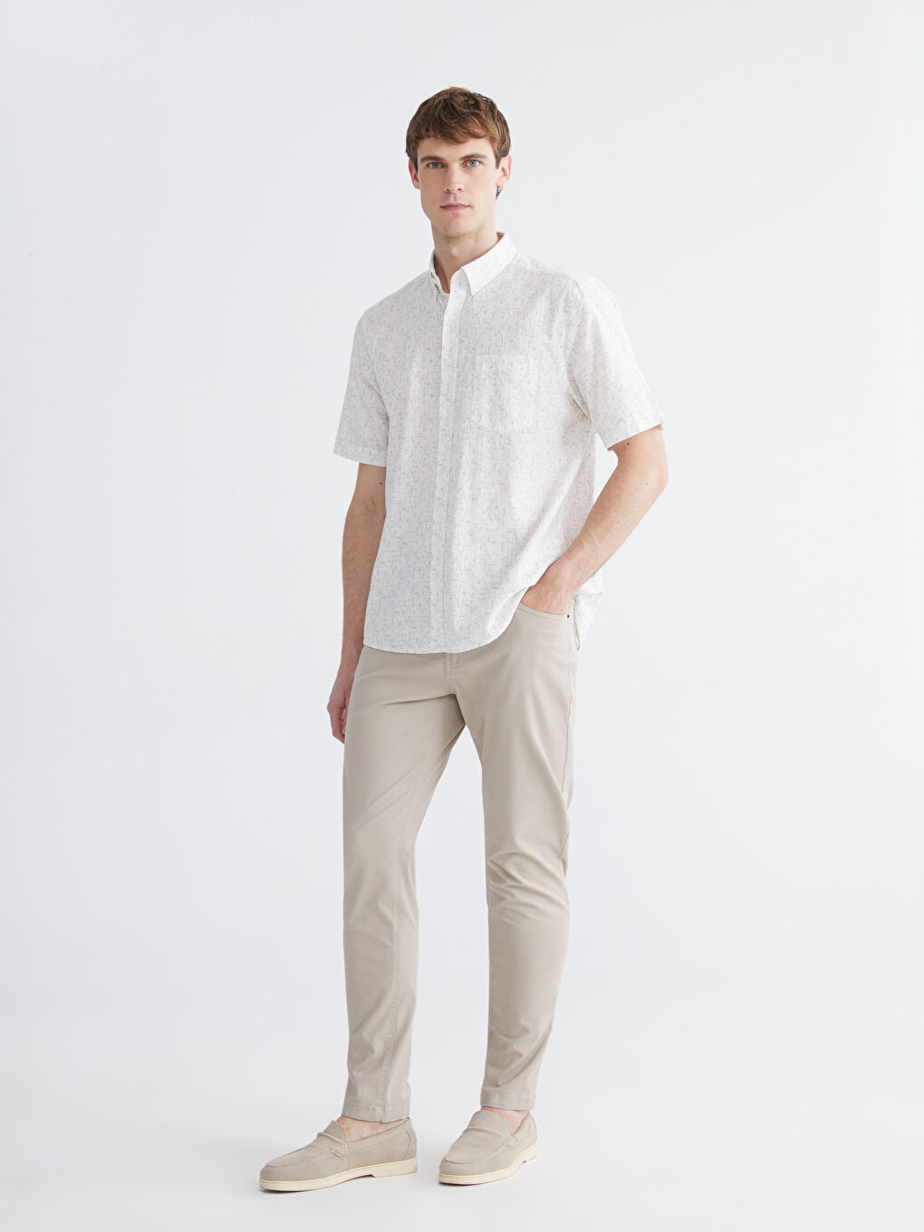 Men's Regular Fit Patterned Poplin Shirt-1