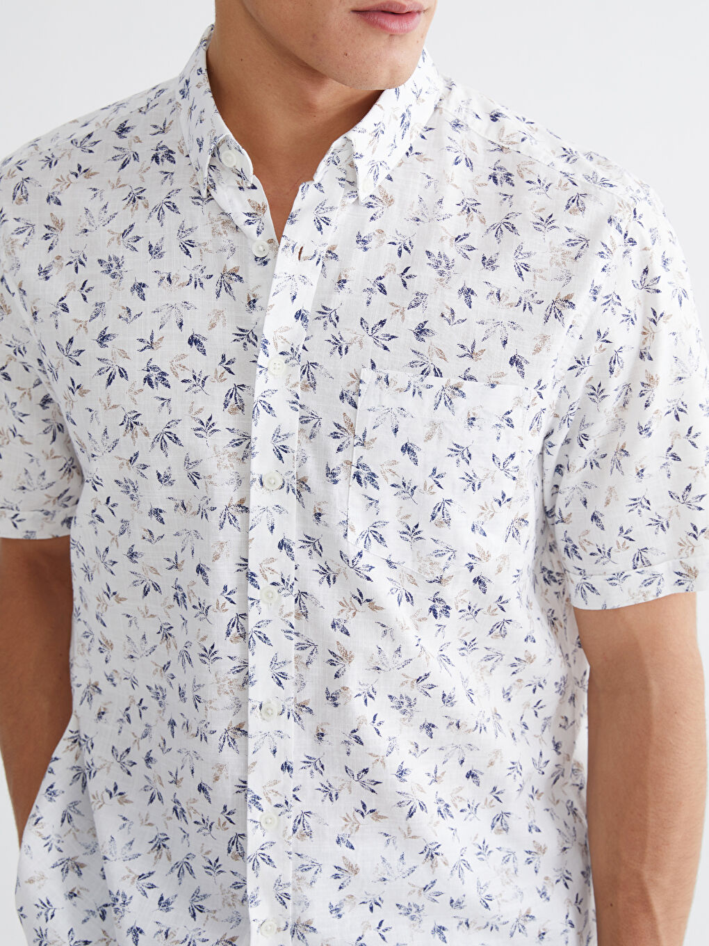 Мъжка риза с обикновена кройка от шарен поплин-2