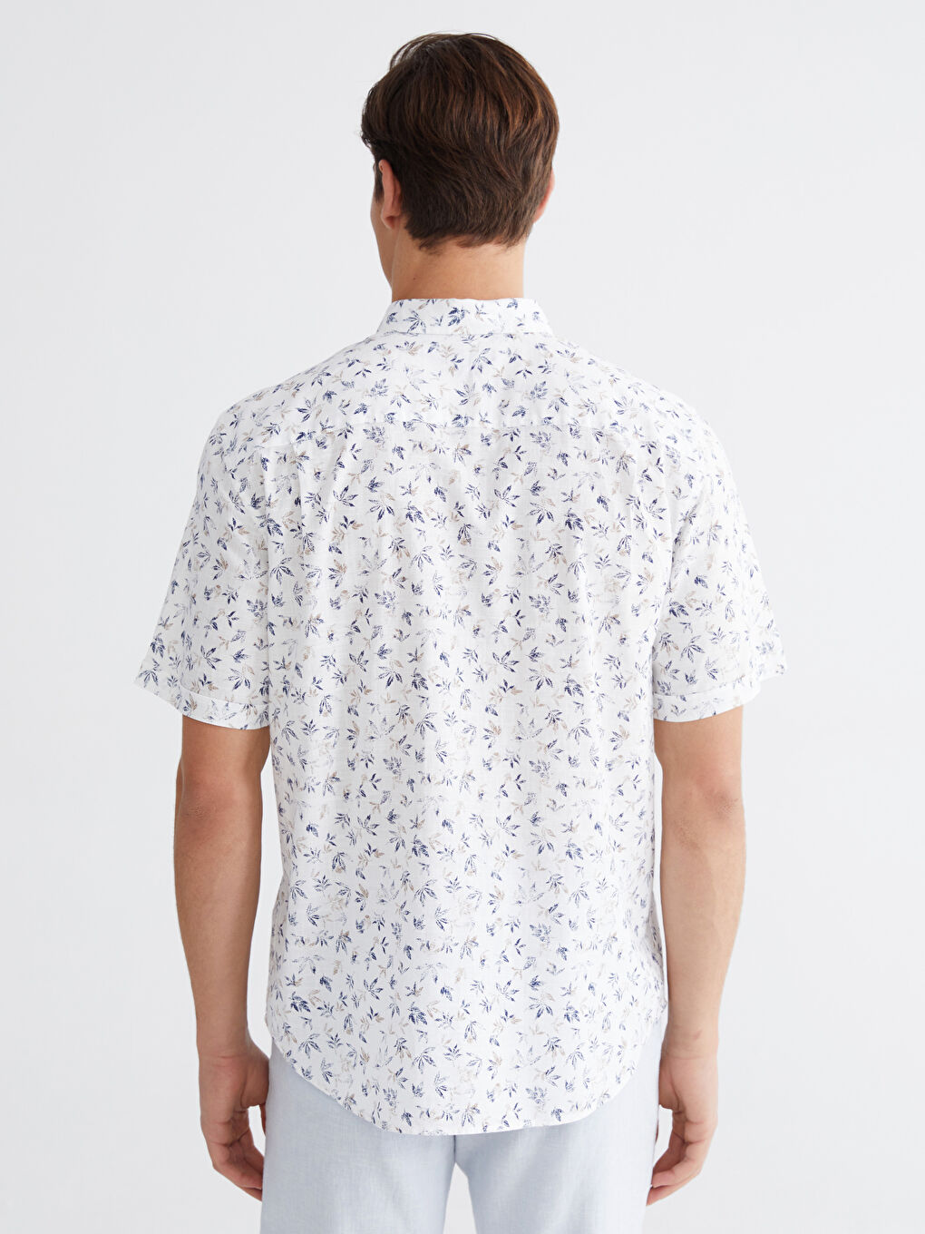 Мъжка риза с обикновена кройка от шарен поплин-3