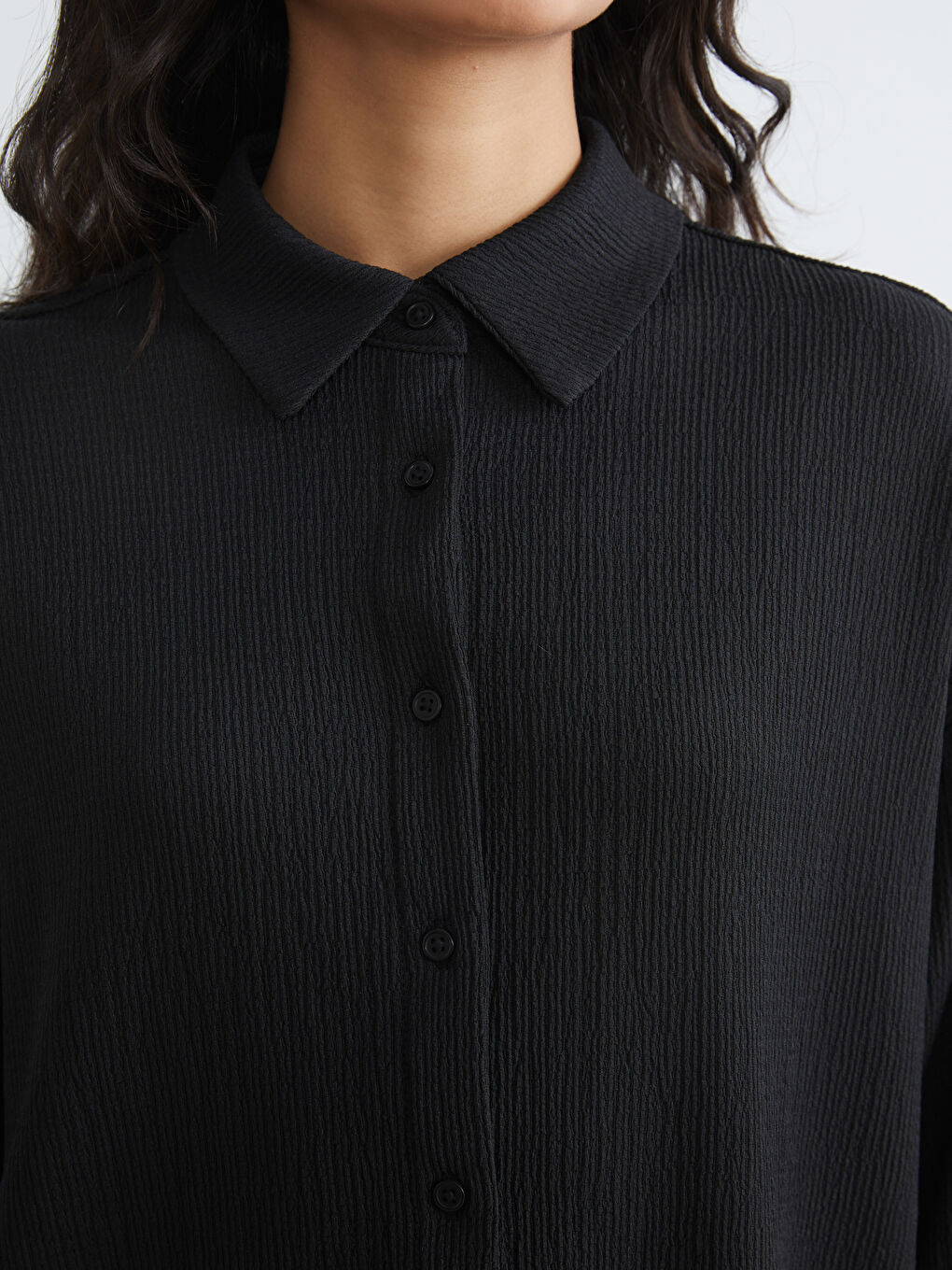 Текстурированная свободная женская рубашка-туника-2