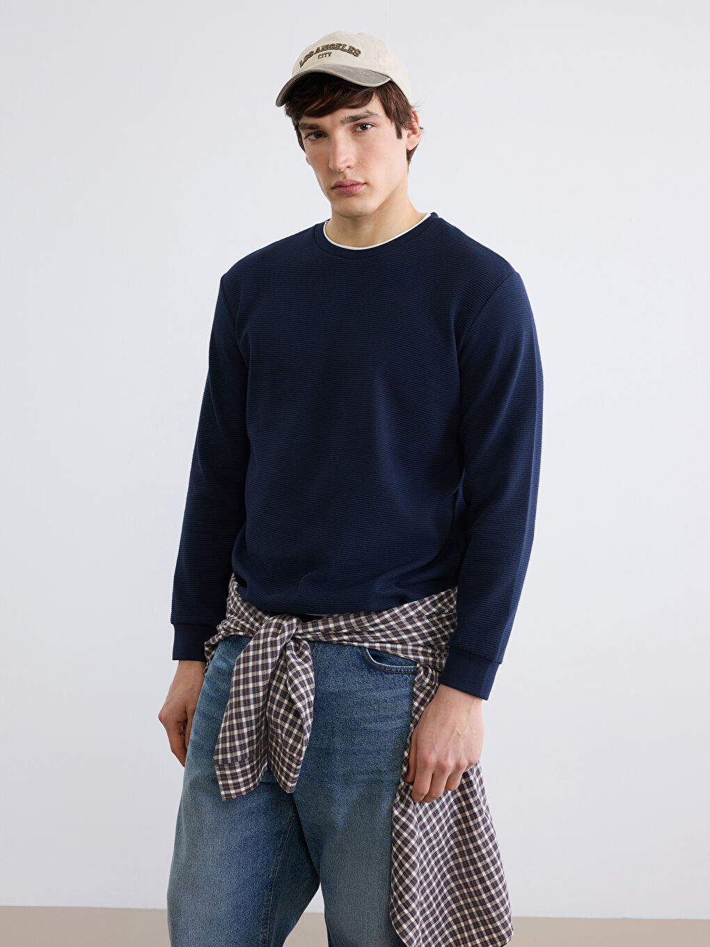 Lacivert Bisiklet Yaka Erkek Sweatshirt