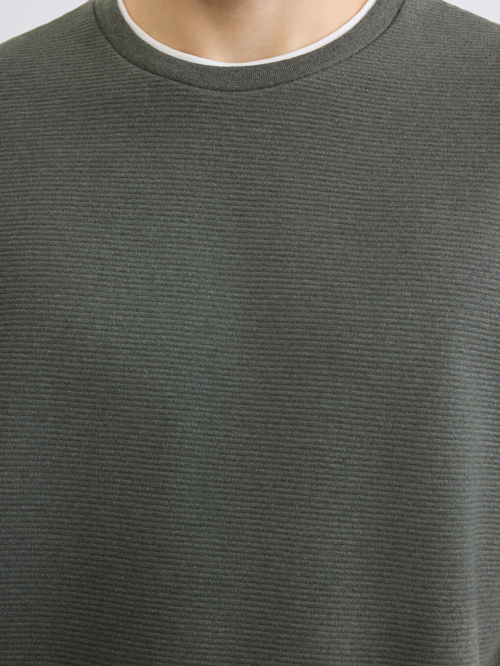 Yeşil Bisiklet Yaka Erkek Sweatshirt-2