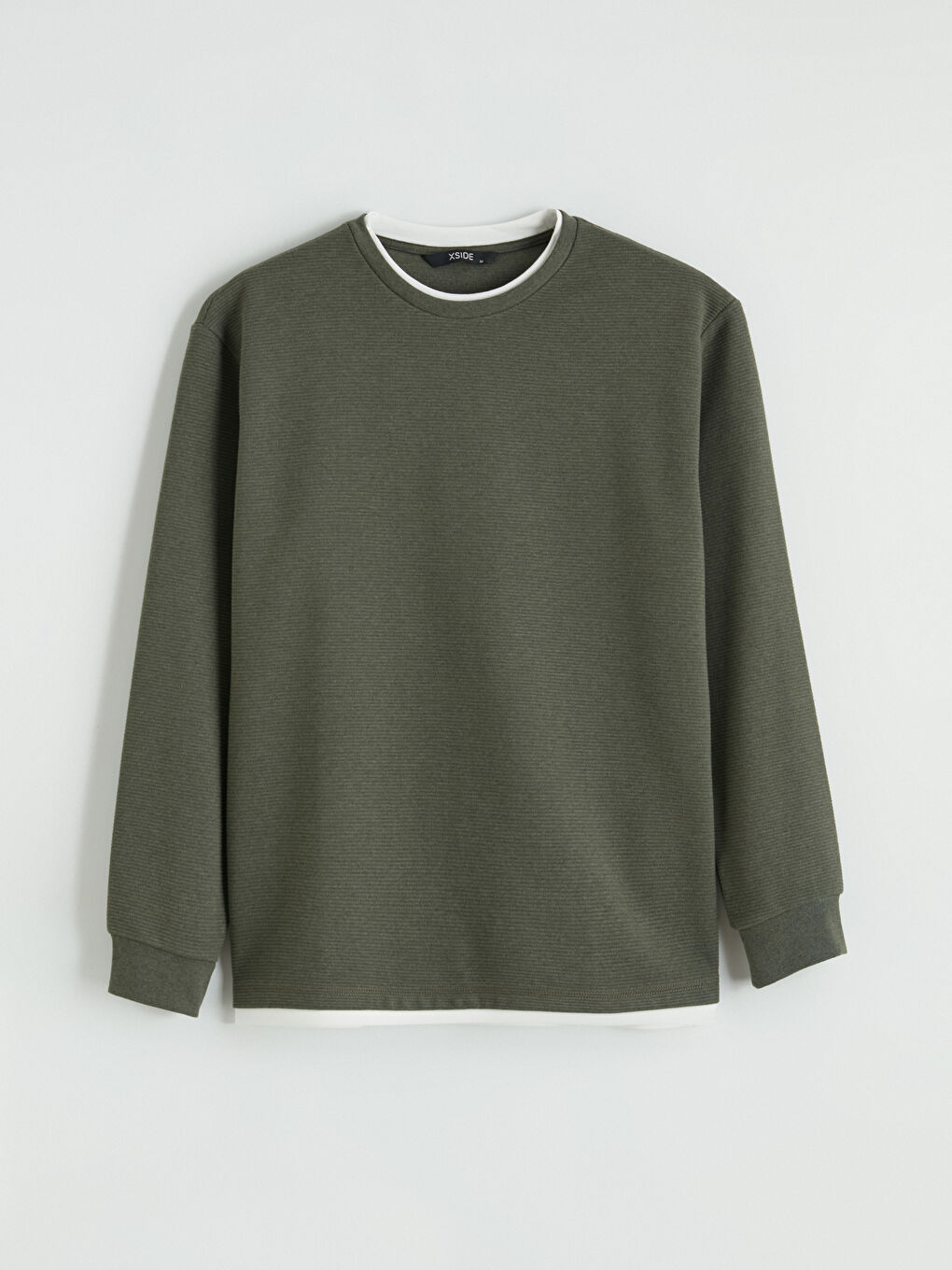 Yeşil Bisiklet Yaka Erkek Sweatshirt