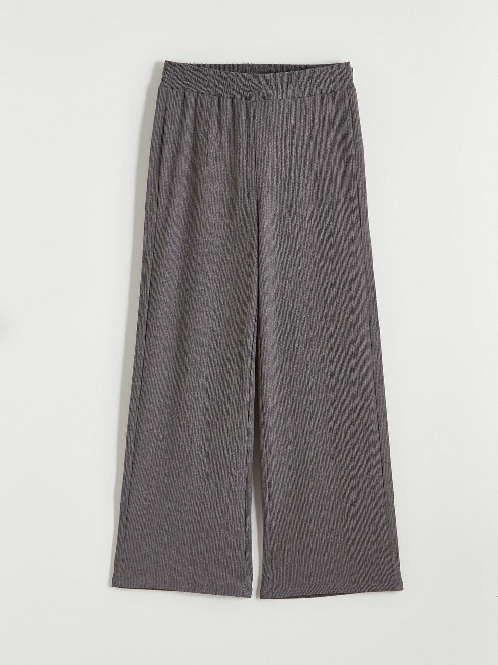 Textured Women's Trousers with Elastic Waistband-4