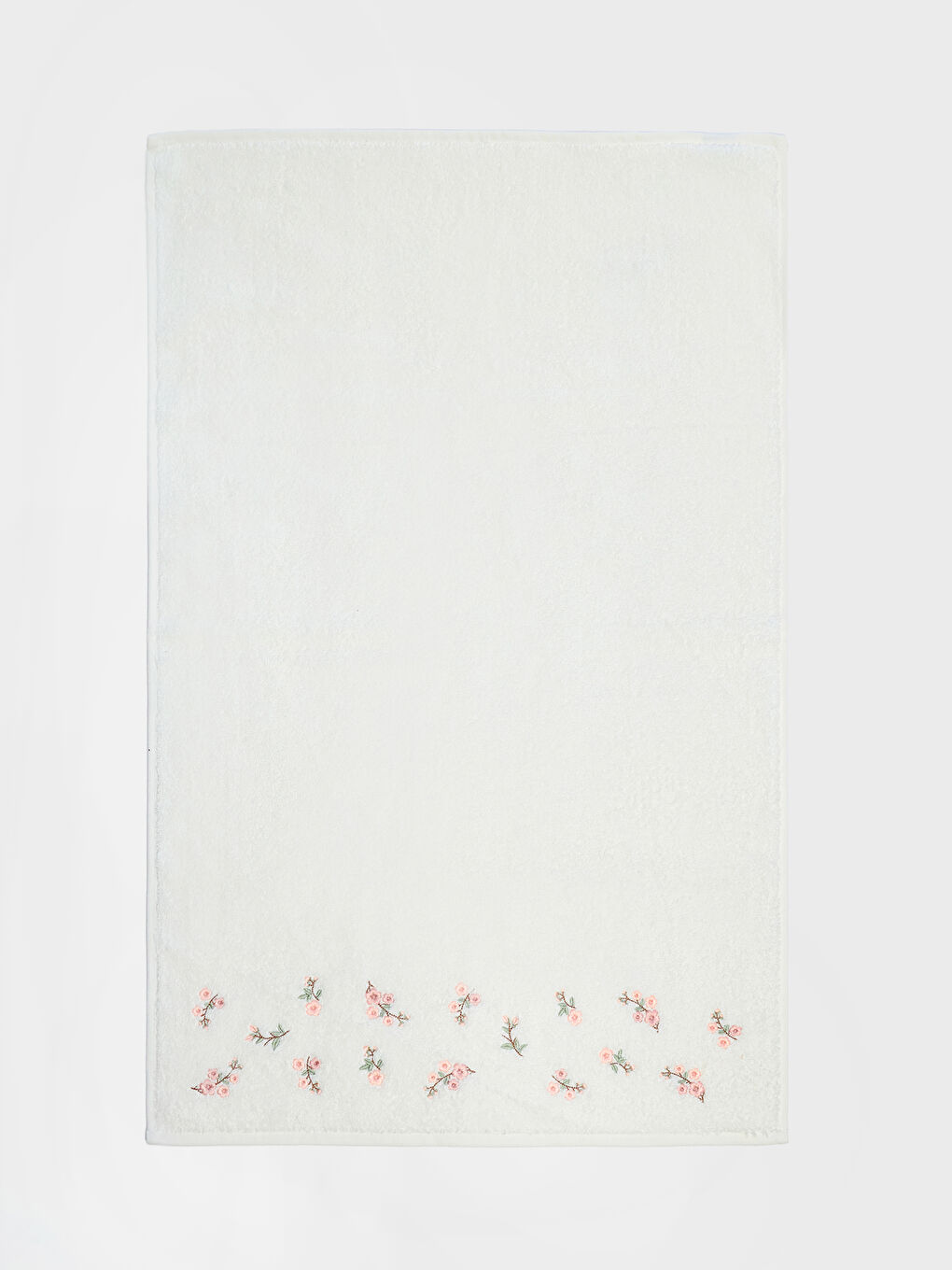 Ekru Çiçek Nakışlı Yüz Havlusu 50x80 cm-2