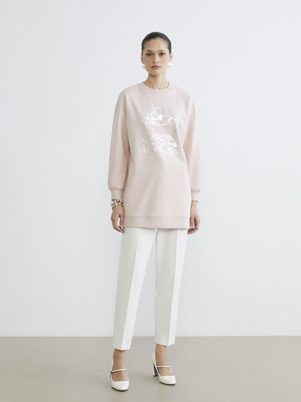 تونیکی سویتشێرت په‌مه‌یی ژن-1