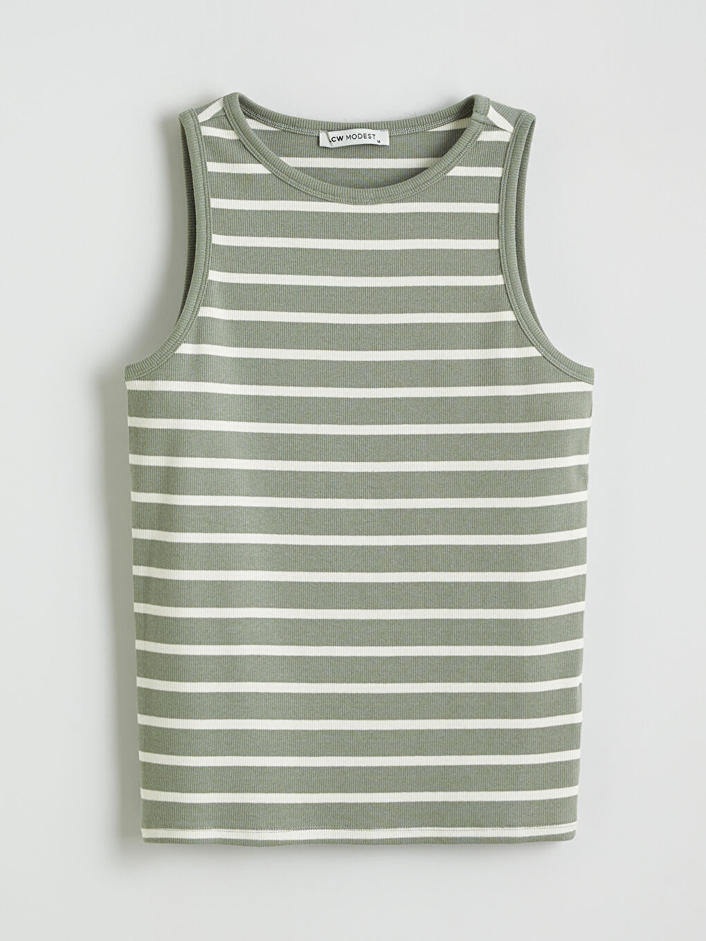 توب نسائي مخطط بلا أكمام بكول مدور.-4