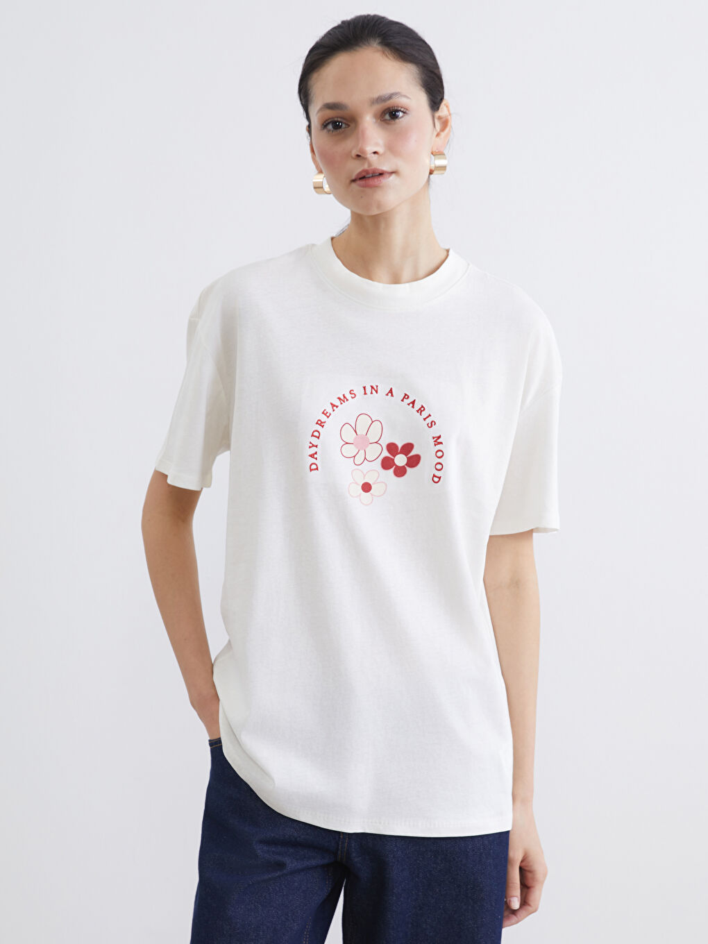 Crew Neck Printed Women's T-Shirt-2