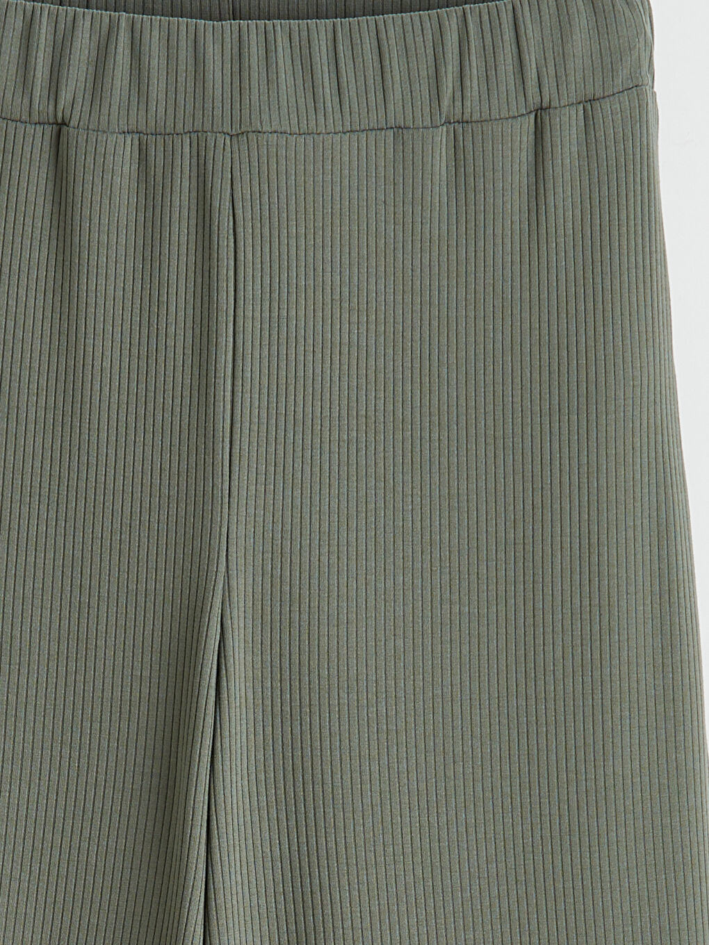 Haki Beli Lastikli Dokulu Kadın Pantolon-1