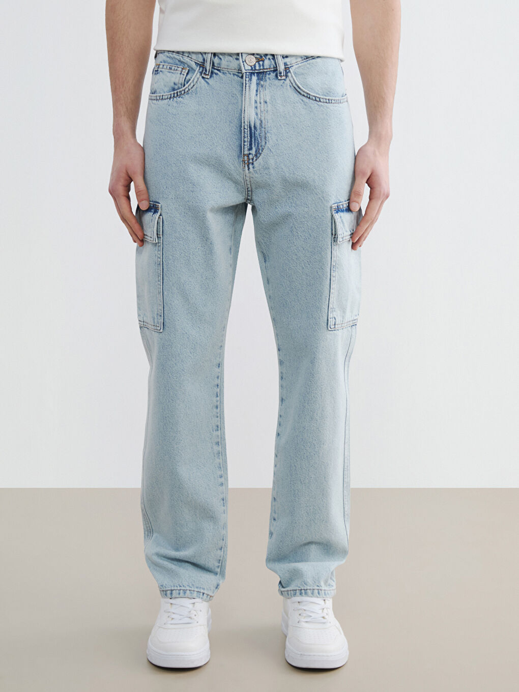 بنطلون جينز كارغو رجالي بمقاس مستقيم 700-1