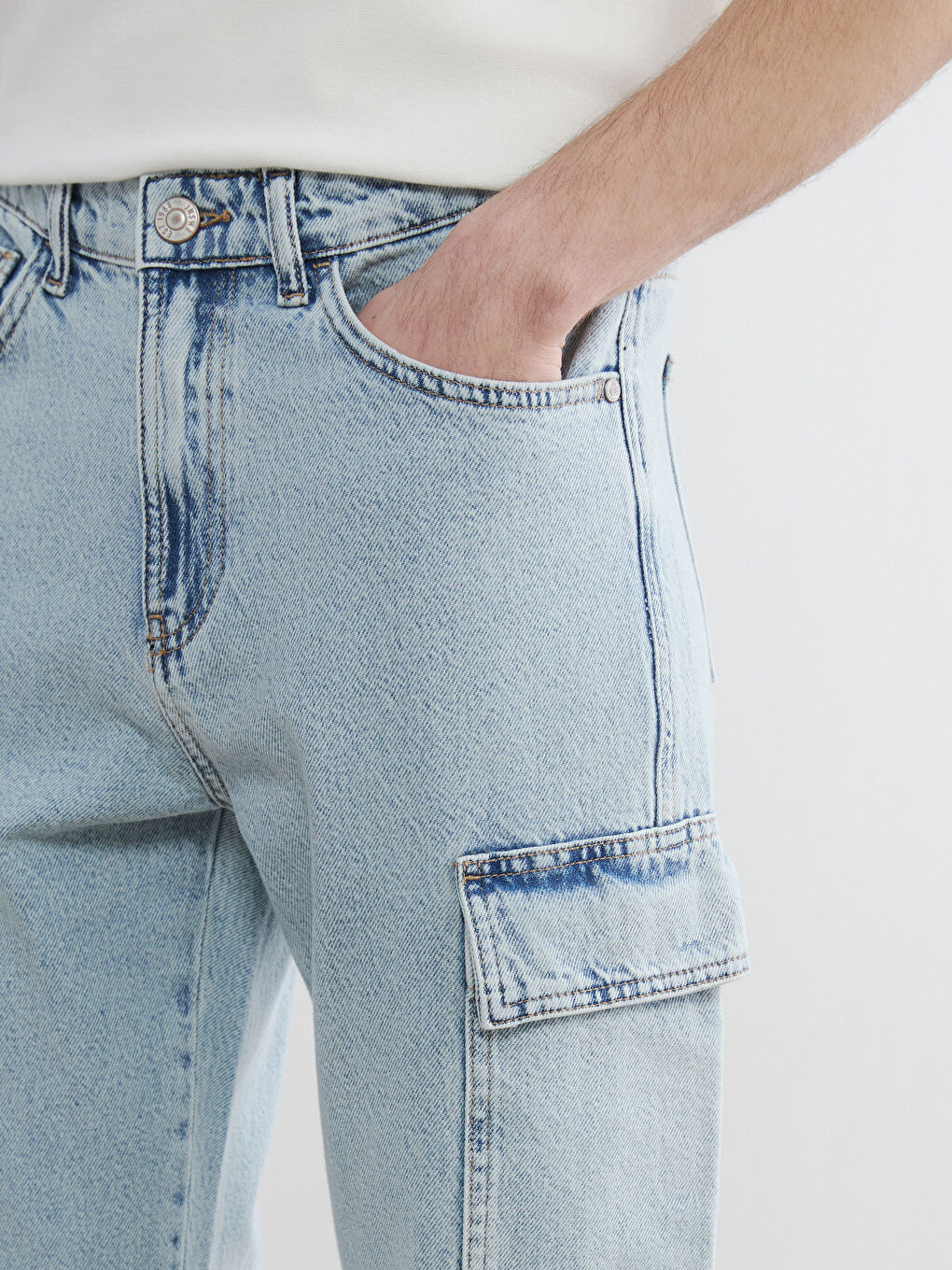 بنطلون جينز كارغو رجالي بمقاس مستقيم 700-2