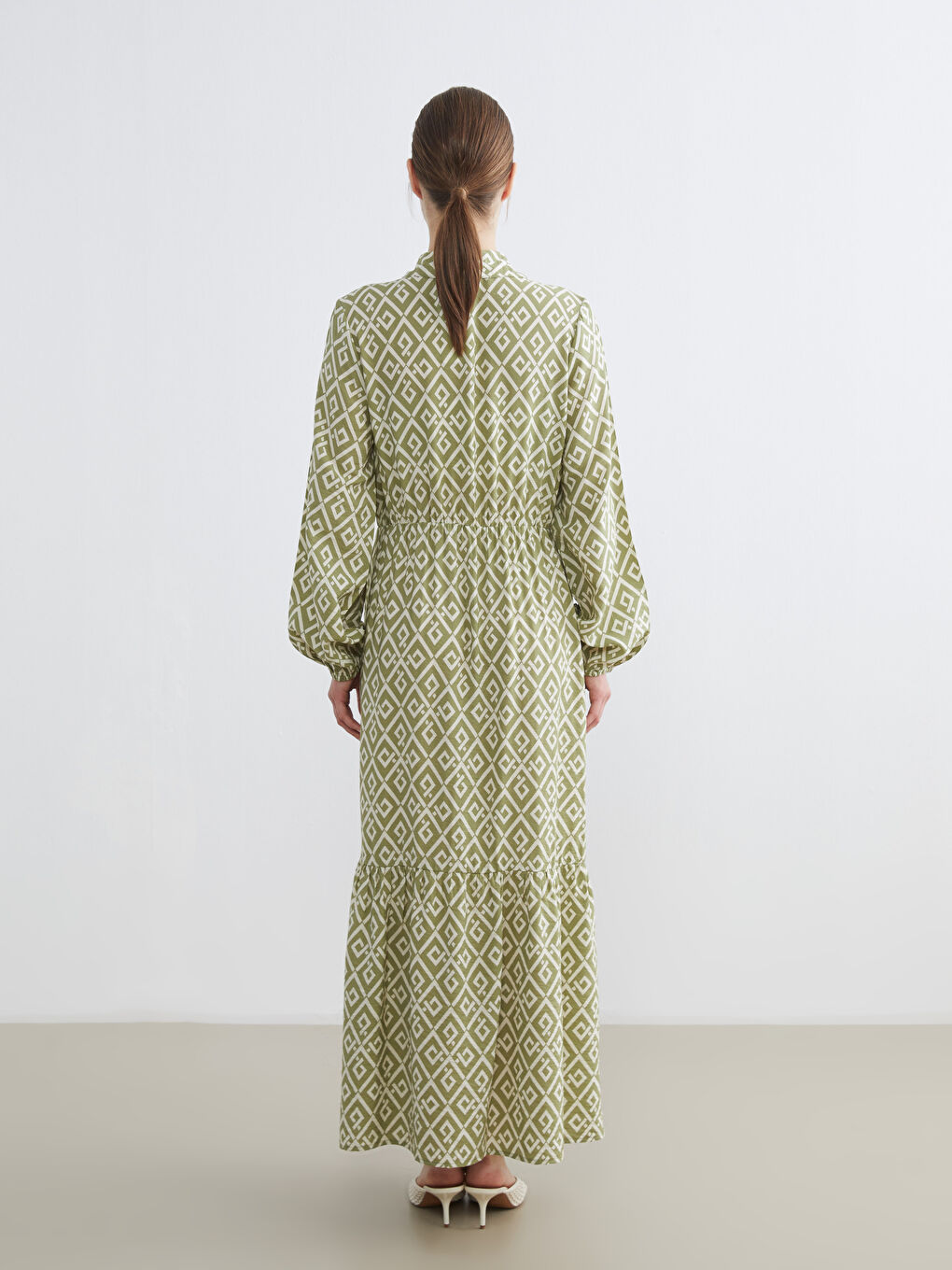 Shirt Collar Patterned Dress-3